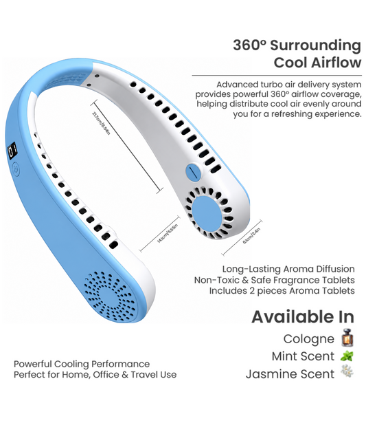 360° Powerful Portable Scented Cooling Fan | Aroma Tablets (Jasmine, Mint) Included